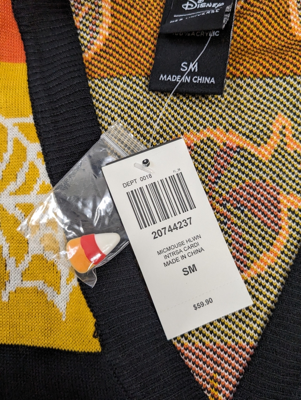 NWT! Her Universe X Disney Halloween Icons Striped Candy Corn Cardigan Sweater S - Picture 5 of 13